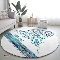 Kahui Whetu Paua shell Kowhaiwhai Taniko Personalised Round Carpet Manta Ray Shark-Turtle Maori Tribal Style LT9