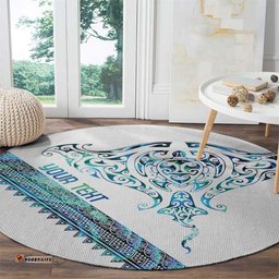 Kahui Whetu Paua shell Kowhaiwhai Taniko Personalised Round Carpet Manta Ray Shark-Turtle Maori Tribal Style LT9