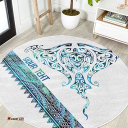 Kahui Whetu Paua shell Kowhaiwhai Taniko Personalised Round Carpet Manta Ray Shark-Turtle Maori Tribal Style LT9