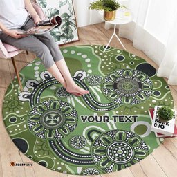 Personalised NAIDOC Week 50 Years Deadly Always Round Carpet Green Aboriginal Artwork Dot Painting LT9