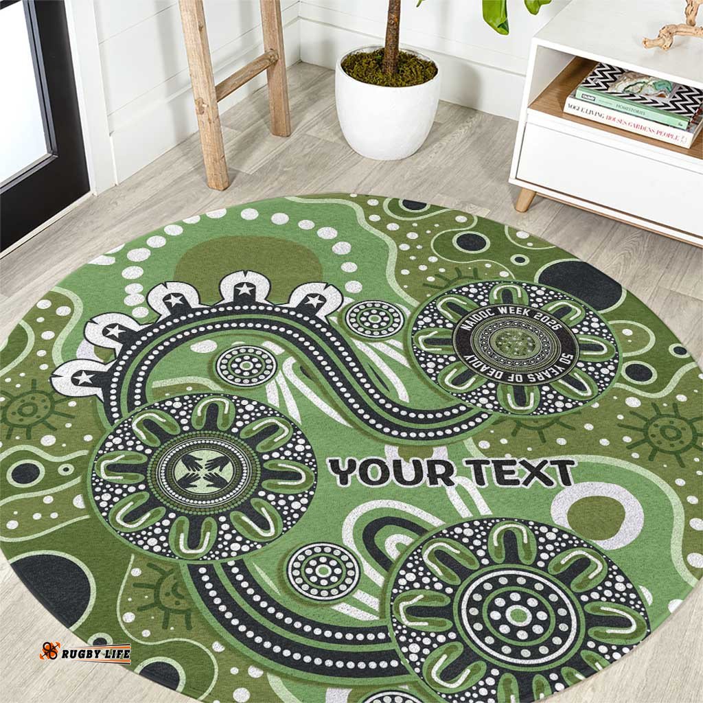 Personalised NAIDOC Week 50 Years Deadly Always Round Carpet Green Aboriginal Artwork Dot Painting LT9