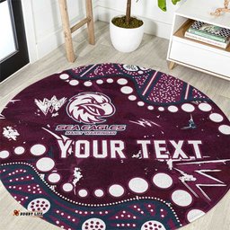 Personalized Manly Warringah Sea Eagles Round Carpet Aboriginal Pattern with Graffiti Style Design TS04