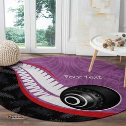 Personalised Aotearoa Lawn Bowls Round Carpet Maori and Silver Fern Sporty Style Pink Color LT03