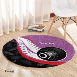 Personalised Aotearoa Lawn Bowls Round Carpet Maori and Silver Fern Sporty Style Pink Color LT03