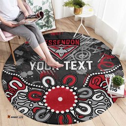 Personalized Essendon Bombers Round Carpet Aboriginal Dot Painting Graffiti Style TS04