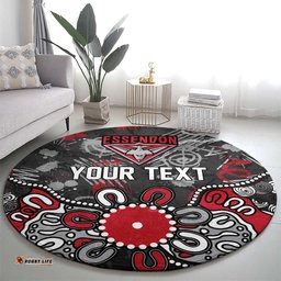 Personalized Essendon Bombers Round Carpet Aboriginal Dot Painting Graffiti Style TS04