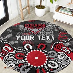 Personalized Essendon Bombers Round Carpet Aboriginal Dot Painting Graffiti Style TS04