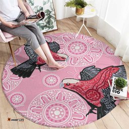 Pink Galah Aussie Aboriginal Round Carpet Soaring High LT7