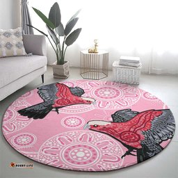 Pink Galah Aussie Aboriginal Round Carpet Soaring High LT7