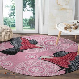 Pink Galah Aussie Aboriginal Round Carpet Soaring High LT7