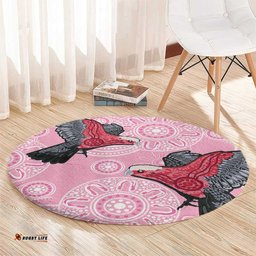 Pink Galah Aussie Aboriginal Round Carpet Soaring High LT7