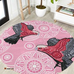 Pink Galah Aussie Aboriginal Round Carpet Soaring High LT7
