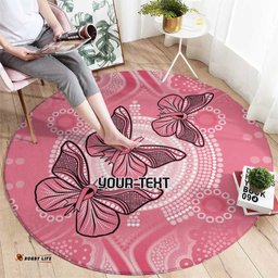 Personalized Pink Butterfly Spirit Round Carpet Australias Breast Cancer Awareness LT9