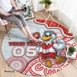 Custom Swans Football Round Carpet Aboriginal Dot Art Pattern DT05