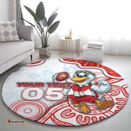 Custom Swans Football Round Carpet Aboriginal Dot Art Pattern DT05