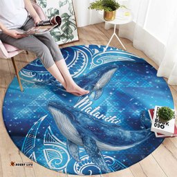 New Zealand Humpback Whale Matariki Round Carpet Maori New Year Taniko Niho Taniwha LT14