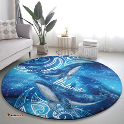 New Zealand Humpback Whale Matariki Round Carpet Maori New Year Taniko Niho Taniwha LT14
