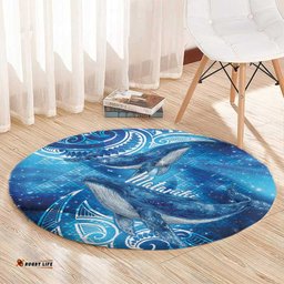 New Zealand Humpback Whale Matariki Round Carpet Maori New Year Taniko Niho Taniwha LT14