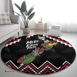 New Zealand Christmas Taniko Poutama Round Carpet Flora Map with Birds LT7
