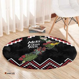 New Zealand Christmas Taniko Poutama Round Carpet Flora Map with Birds LT7