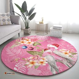 Joyful Pink Cockatoo Round Carpet Australia Christmas Vibes LT9