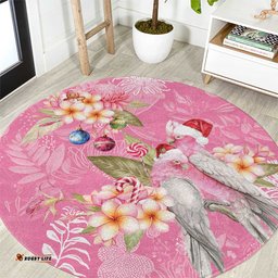 Joyful Pink Cockatoo Round Carpet Australia Christmas Vibes LT9