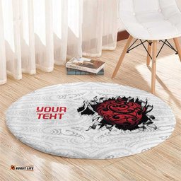 New Zealand Maori Heart Tribal Personalised Round Carpet Polynesian Patterns LT9