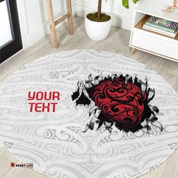 New Zealand Maori Heart Tribal Personalised Round Carpet Polynesian Patterns LT9