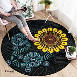NAIDOC 50 Years of Deadly Round Carpet Sun Aboriginal Dot Art LT19