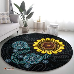 NAIDOC 50 Years of Deadly Round Carpet Sun Aboriginal Dot Art LT19