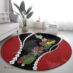 New Zealand Christmas Round Carpet Flora Map with Birds LT7