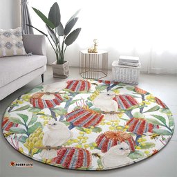 Little Corella Australia Cockatoo Round Carpet Cacatua Sanguinea Banksia Seamless White LT14