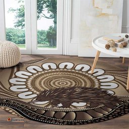 Indigenous Echidna Australia Round Carpet Australian Aboriginal Art Proud LT14