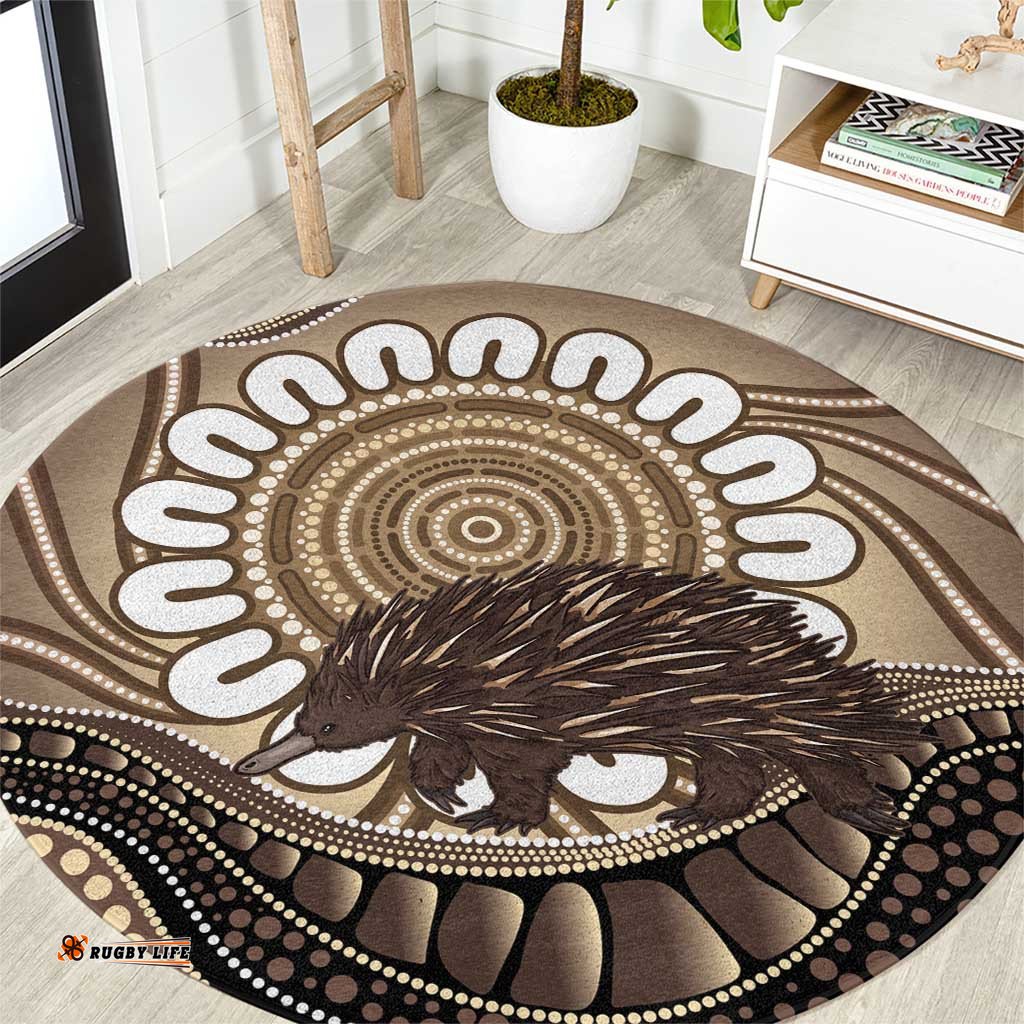 Indigenous Echidna Australia Round Carpet Australian Aboriginal Art Proud LT14