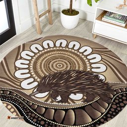 Indigenous Echidna Australia Round Carpet Australian Aboriginal Art Proud LT14