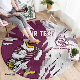 Personalized Manly Warringah Sea Eagles Round Carpet Dynamic Lightning Mascot Rugby Australia TS04