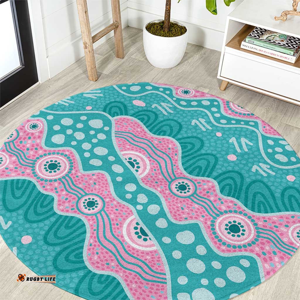 Hereditary Cancer Awareness Australia Indigenous Round Carpet Pink and Teal LT7