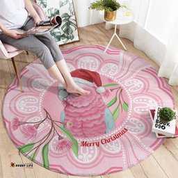 Funny Pink Galah Australia Christmas Round Carpet Eucalyptus Blossoms Aboriginal Art LT14