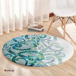 Paua Shell Maori Round Carpet Koru Kowhaiwhai LT7