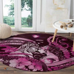 Maori Romantic Valentine Round Carpet The Hongi Kiss Pink Galaxy DT05