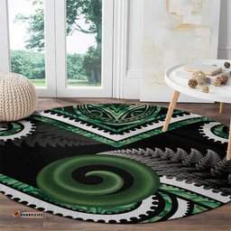 Koru Pounamu Aotearoa Round Carpet Maori Paua Shell Mix Silver Fern LT14