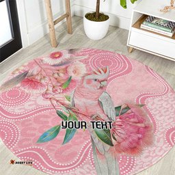 Personalized Pink Galah Fight for Hope and Healing Round Carpet Australias Breast Cancer Awareness LT9