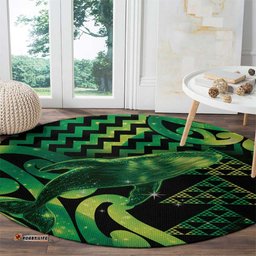 Humpback Whale Matariki New Zealand Round Carpet NZ Maori Paikea Poutama Luxury Green LT14