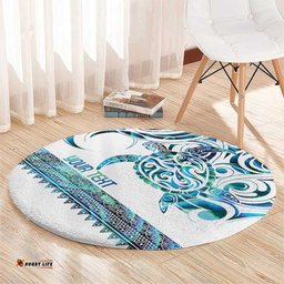 Kahui Whetu Paua shell Kowhaiwhai Taniko Personalised Round Carpet Turtle Tattoo Maori Tribal Style LT9