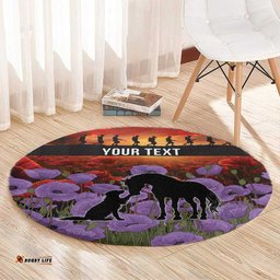 Personalised ANZAC Day Round Carpet Remembering the Animals of War LT19