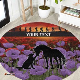 Personalised ANZAC Day Round Carpet Remembering the Animals of War LT19