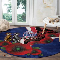North Kangaroos ANZAC Personalised Round Carpet Lest We Forget Poppy Camo LT9