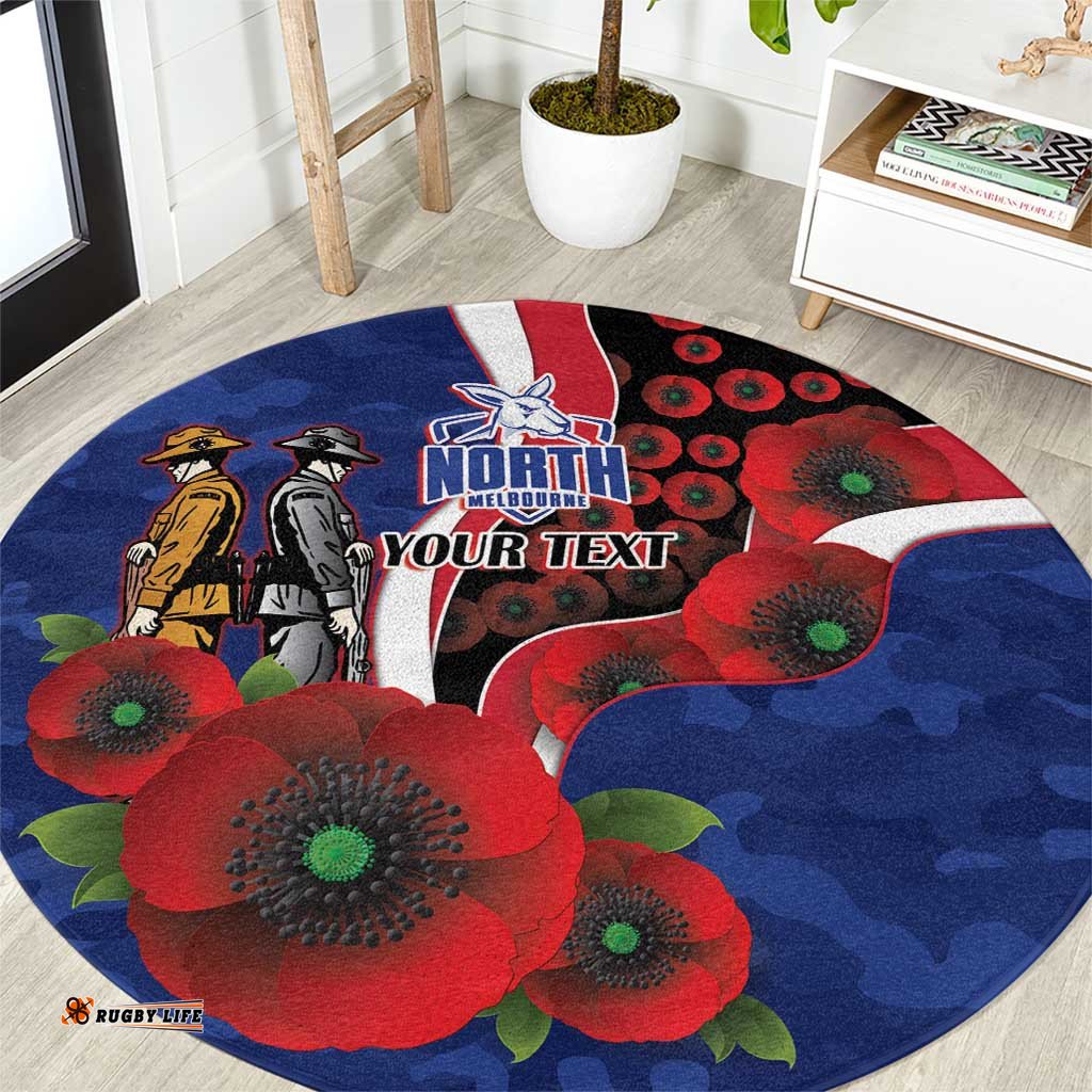 North Kangaroos ANZAC Personalised Round Carpet Lest We Forget Poppy Camo LT9