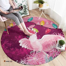 Pink Cockatoo Australia Christmas Round Carpet Grevillea Eucalyptus Blossoms LT14