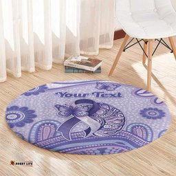 Personalised Epilepsy Awareness Round Carpet Purple Ribbon Butterfly And Brain Aboriginal Art DT05